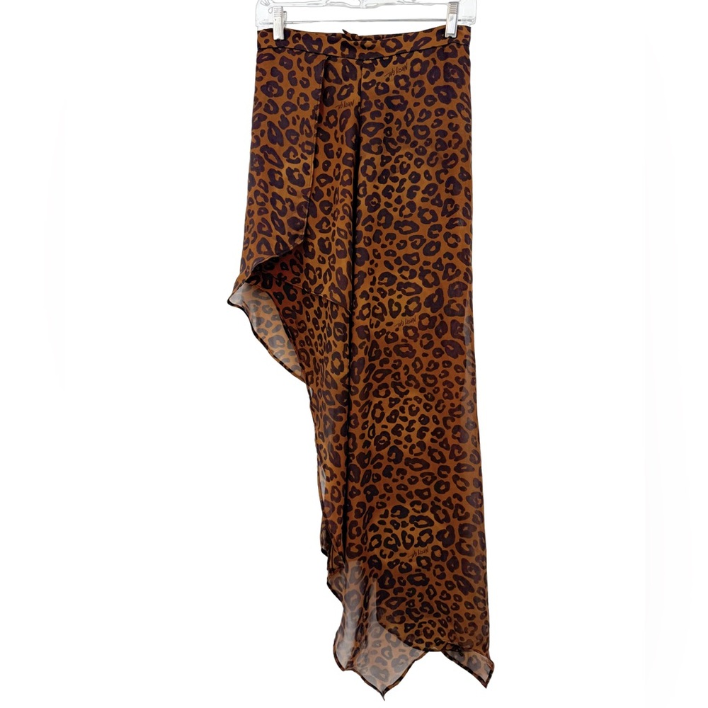 Nasty Gal Leopard Print Asymmetric Sheer Midi Skirt Festival Y2K Indie Sleaze - Picture 11 of 12
